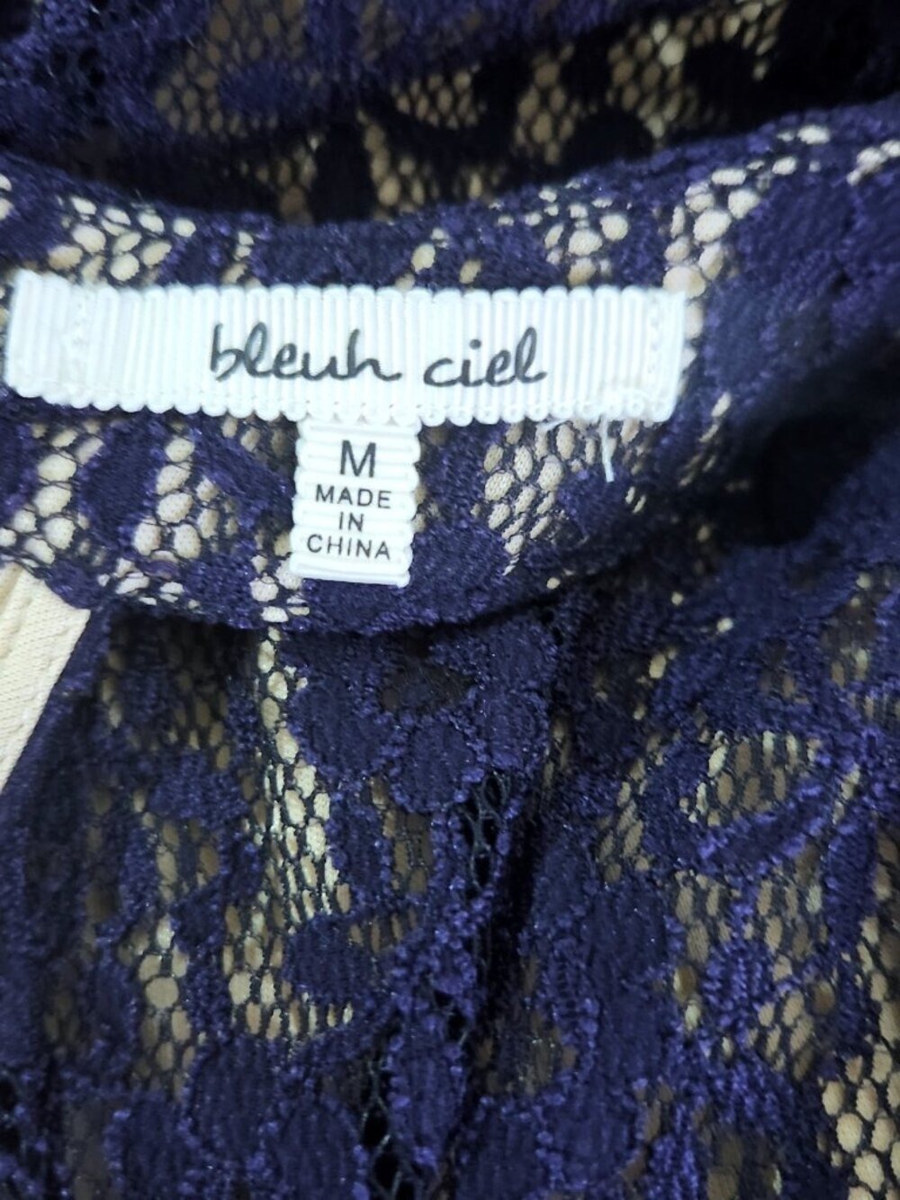 Navy Lace Fit & Flare Dress – Beige Lining – Party / Wedding Guest – Women’s Med - Picture 7 of 8